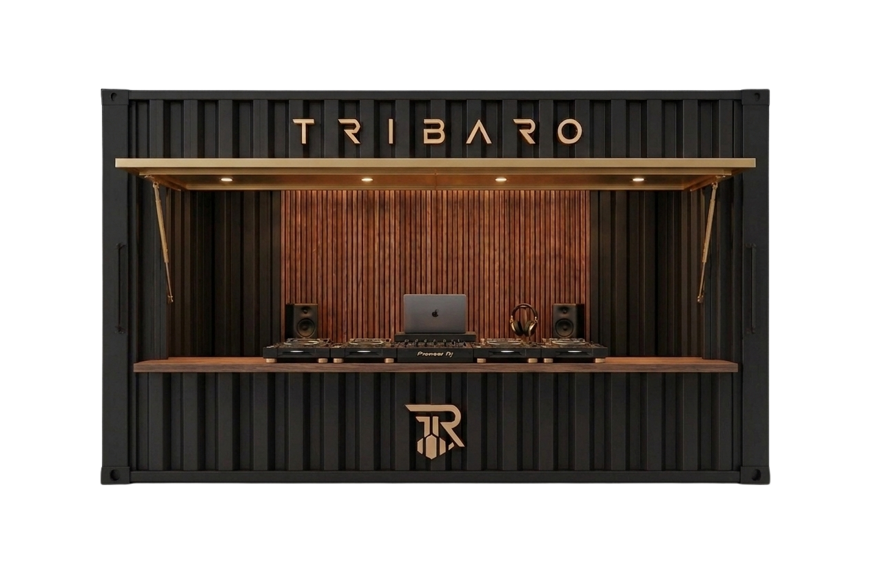 Tribaro dj-container: open container met dj-booth